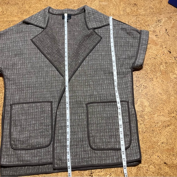 Greylin Anthropologie Wool Blend Brown Woven Short Sleeve Open Cardigan Sz S - Picture 13 of 14